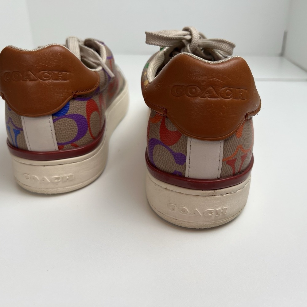 Coach Lowline  Sneaker‎ Woman Size 9B G5169 Tan Rainbow Signature Canvas - Picture 8 of 11